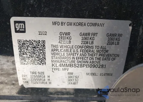 2023 Buick Encore Gx Preferred из США, поврежденный, VIN KL4MMBS28PB090281